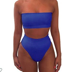 Bandeau high waisted swim set!!